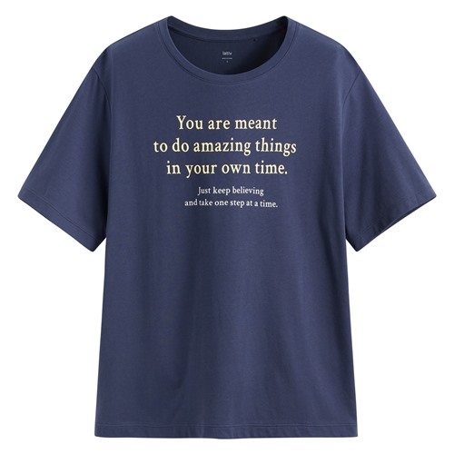 莫代爾寬版文字上衣-女