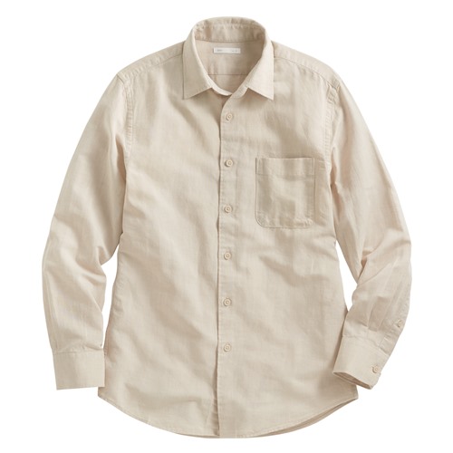 棉麻長袖襯衫-男