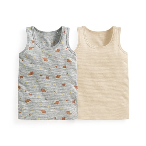 純棉網眼印花背心(2入)-Baby
