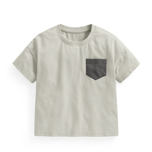 純棉寬版口袋T恤-童