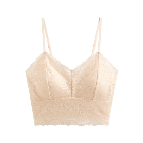 Bra蕾絲V領無痕細肩帶背心-女