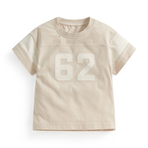 純棉文字寬版拼接T恤-Baby