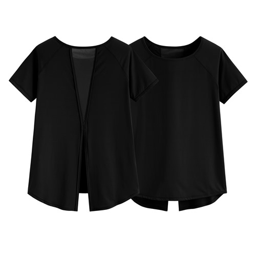 運動開衩綁帶短袖T恤-女