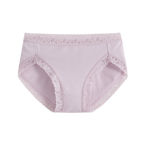 棉質蕾絲中腰內褲-女