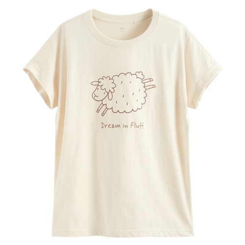 竹節棉寬鬆動物印花T恤-女