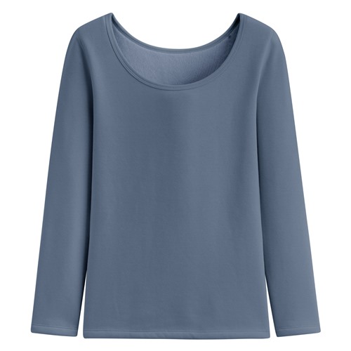 毛絨圓領八分袖上衣-女