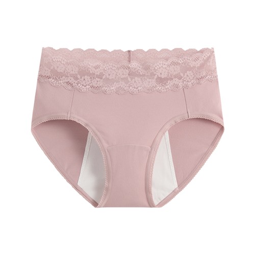 棉質蕾絲高腰防水層生理褲-女