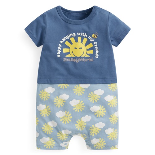 SmileyWorld®純棉假兩件印花連身衣-Baby