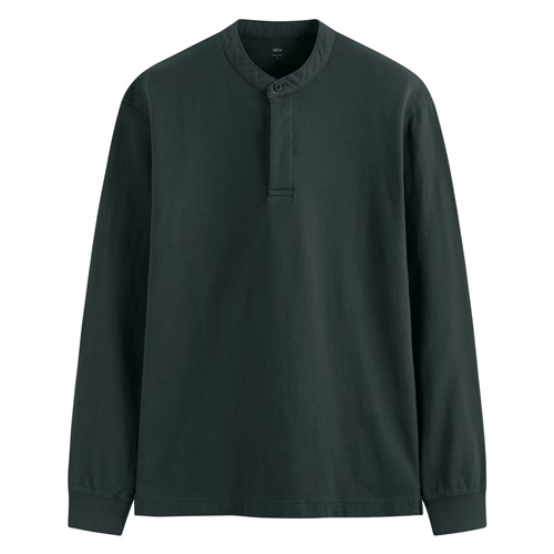 純棉粗紡立領半開襟上衣-男