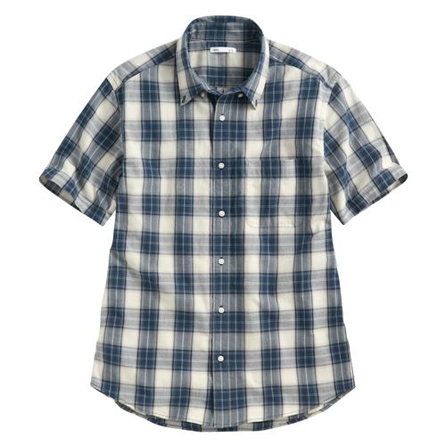 格紋短袖襯衫-男