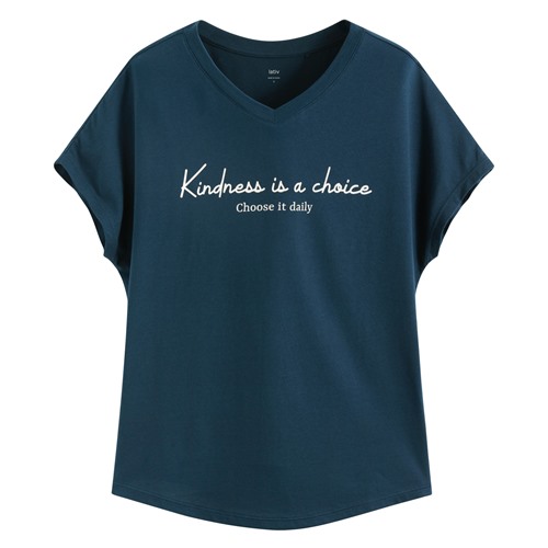 莫代爾V領文字上衣-01-女