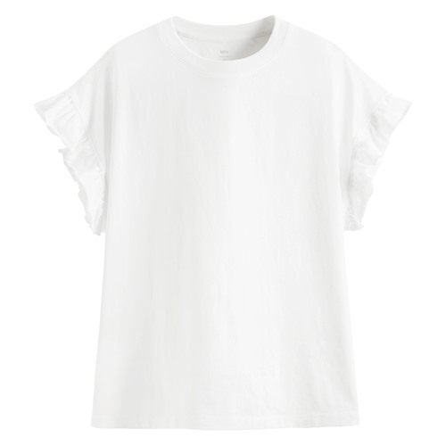 純棉粗紡荷葉袖上衣-女