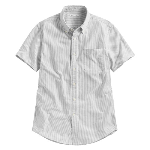 牛津條紋短袖襯衫-男