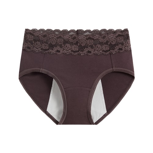 棉質蕾絲高腰防水層生理褲-女