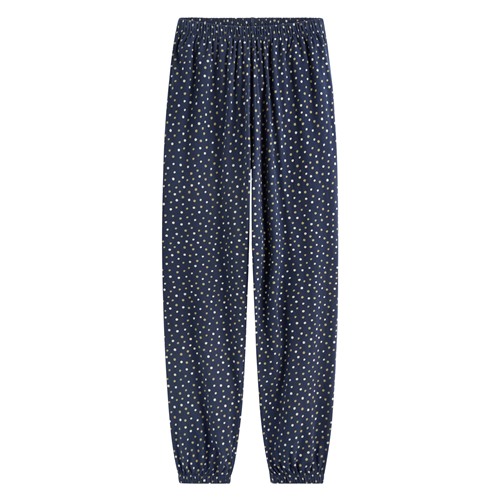 竹節棉印花束口褲-女