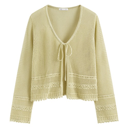 鏤空綁帶開襟外套-女