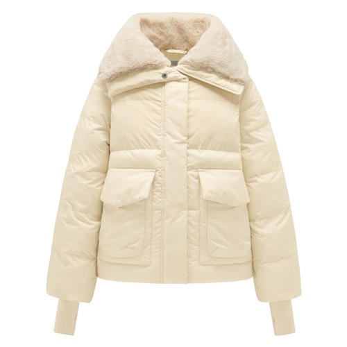 鋪棉毛絨寬版翻領外套-女