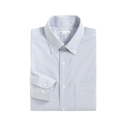 商務彈性條紋長袖襯衫-男
