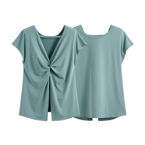 運動美背扭結連袖上衣-女