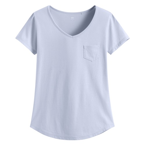 莫代爾口袋V領T恤-女