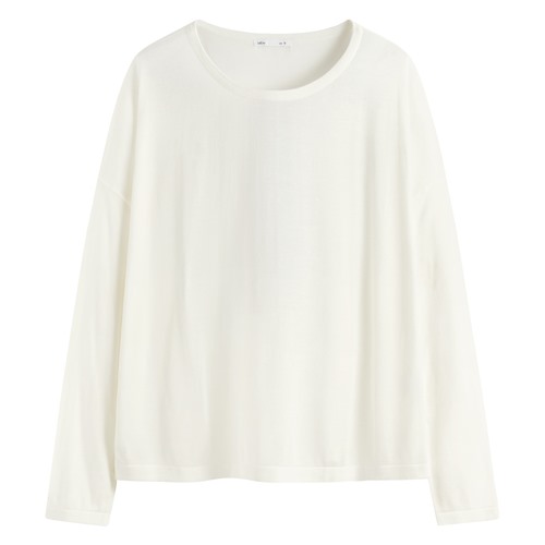 透膚寬鬆短版針織衫-女