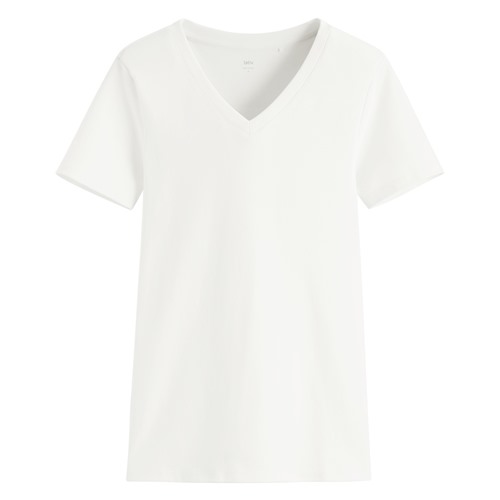 棉質羅紋V領T恤-女