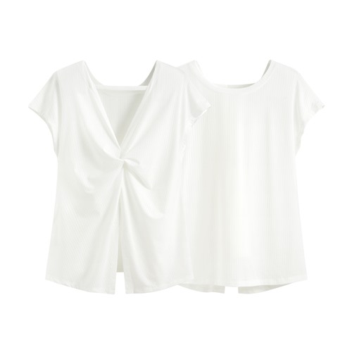 運動美背扭結連袖上衣-女