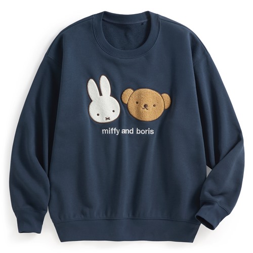 Miffy and Friends毛圈寬版電繡圓領衫-03-女