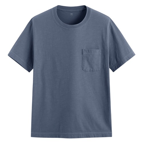 竹節棉口袋圓領T恤-男