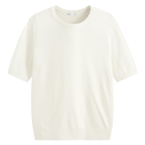 圓領五分袖針織衫-女