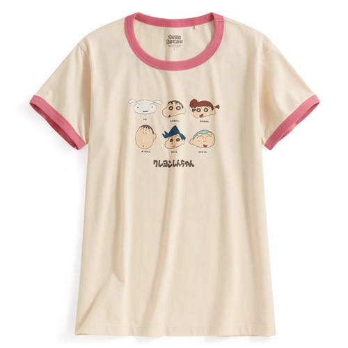 蠟筆小新羅紋配色印花T恤-02-女