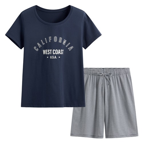 快乾棉文字印花家居套裝-女