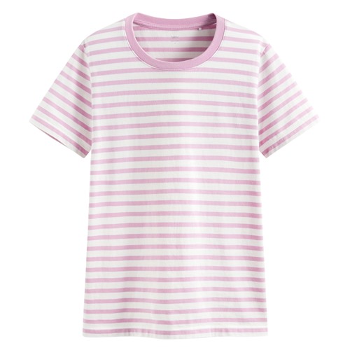 純棉條紋圓領T恤-女
