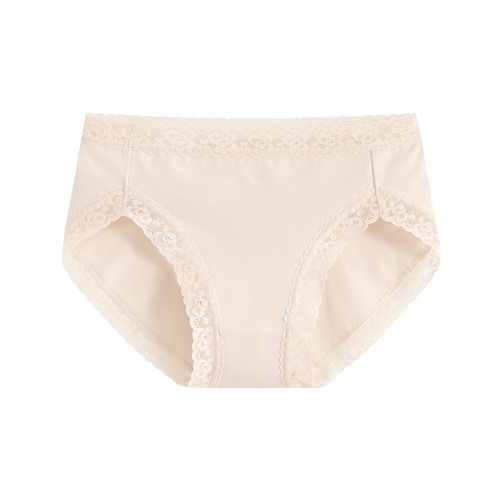 棉質蕾絲中腰內褲-女