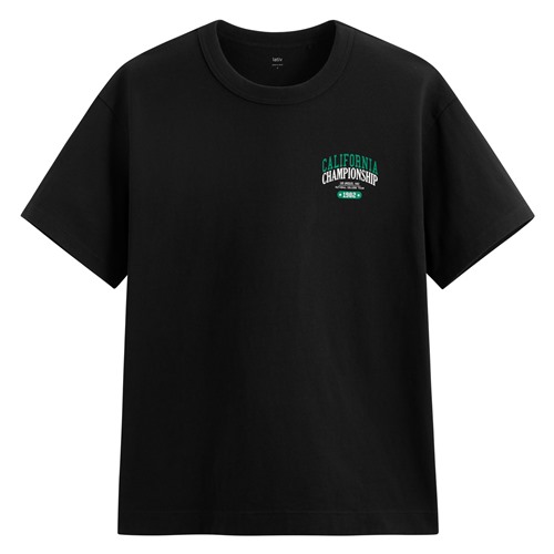 粗紡寬版文字印花T恤-02-男