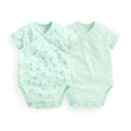 純棉網眼印花包臀衣(2入)-Baby