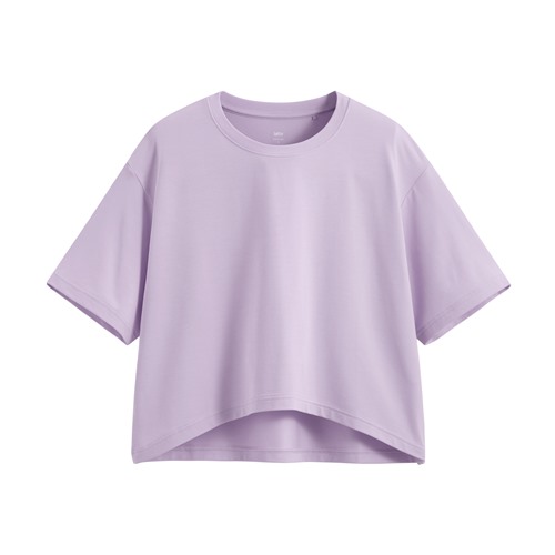 涼感寬短版上衣-女