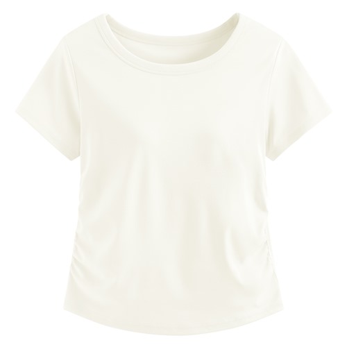 Bra輕柔抽皺短袖上衣-女