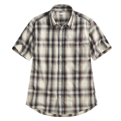 格紋短袖襯衫-男