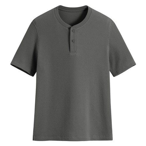 華夫格亨利領寬版T恤-男