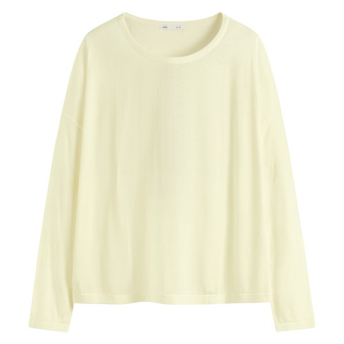 透膚寬鬆短版針織衫-女