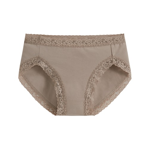 棉質蕾絲中腰內褲-女