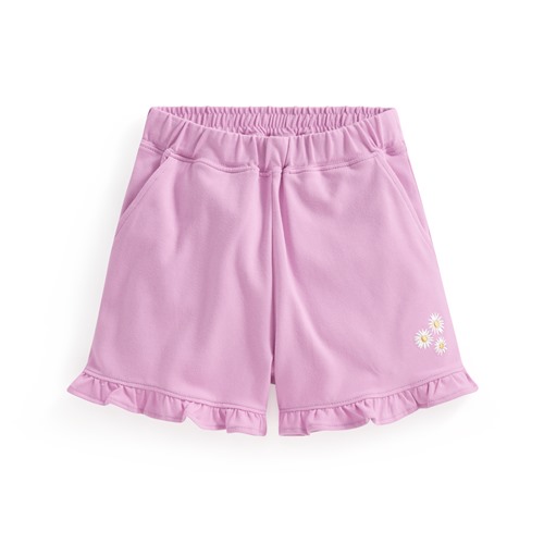 荷葉邊小花電繡鬆緊短褲-童