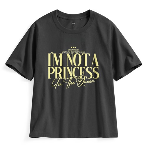 文字寬版印花T恤-11-女