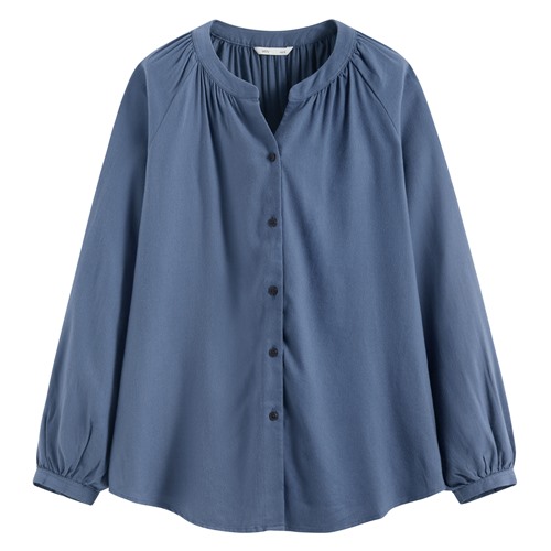 柔軟法蘭絨抓皺上衣-女