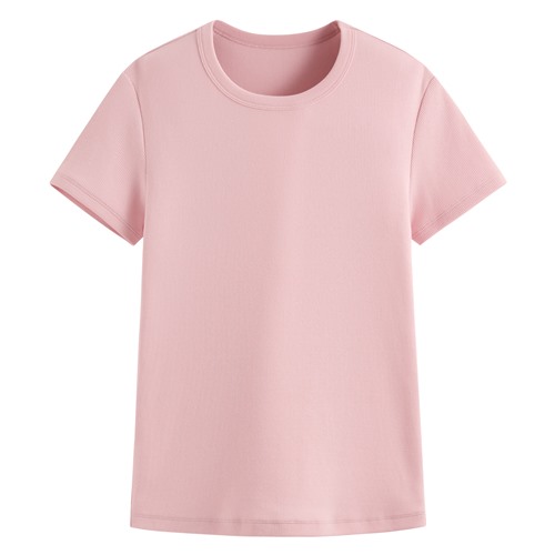 羅紋圓領短袖T恤-女