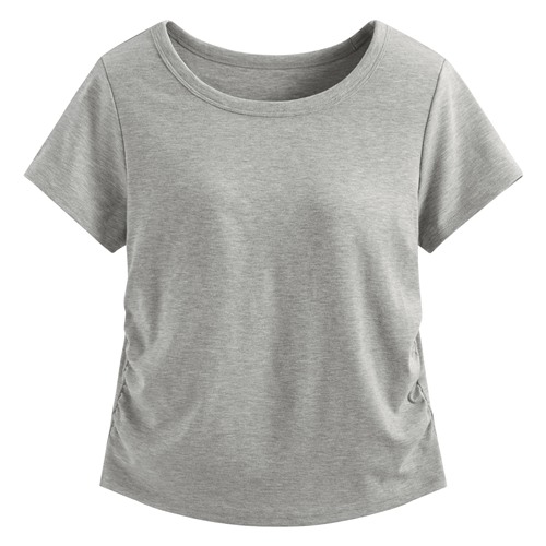 Bra輕柔抽皺短袖上衣-女