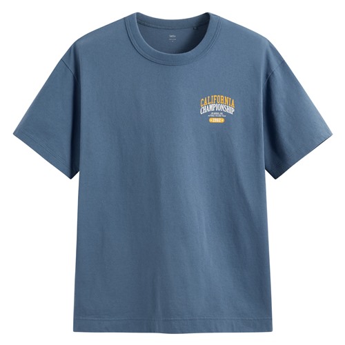 粗紡寬版文字印花T恤-02-男