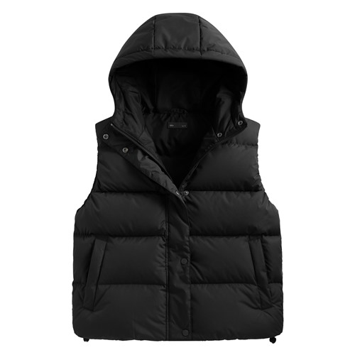 極暖羽絨寬鬆連帽背心-女