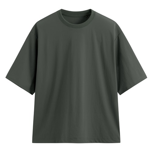 涼感彈力寬版抽繩T恤-男